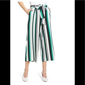 Halogen Striped Wide Leg Cropped Pants